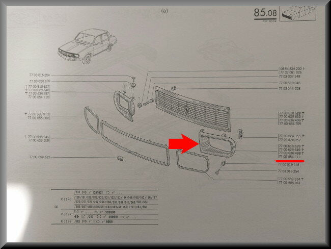 Grill deel links – Renault 12 – OEM 7700654711