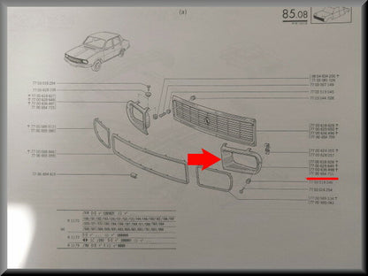Grill deel links – Renault 12 – OEM 7700654711