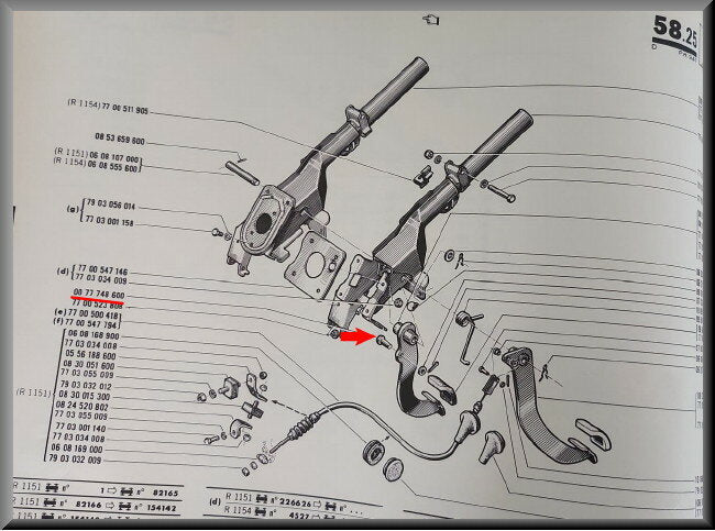 Goupille de sécurité pédale de frein – Renault 16 – OEM 0077748600