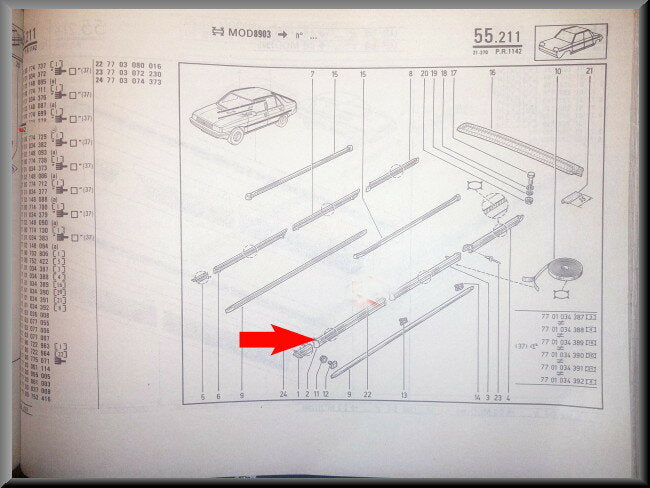 Sierlijst links voor  – Renault 9 – OEM 7701034376 – NOS