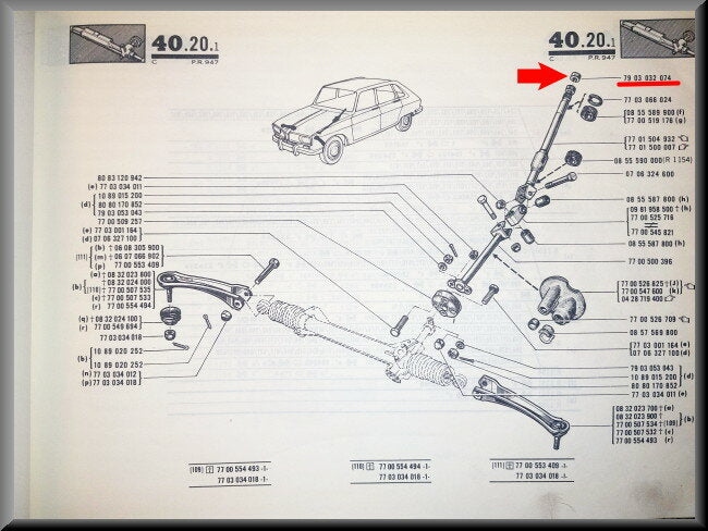 Stuur moer – Renault 16 – OEM 7903032074