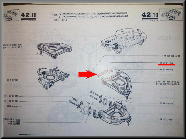 Afstandsplaat bovenste draagarm – Renault 16 – OEM 0608047100