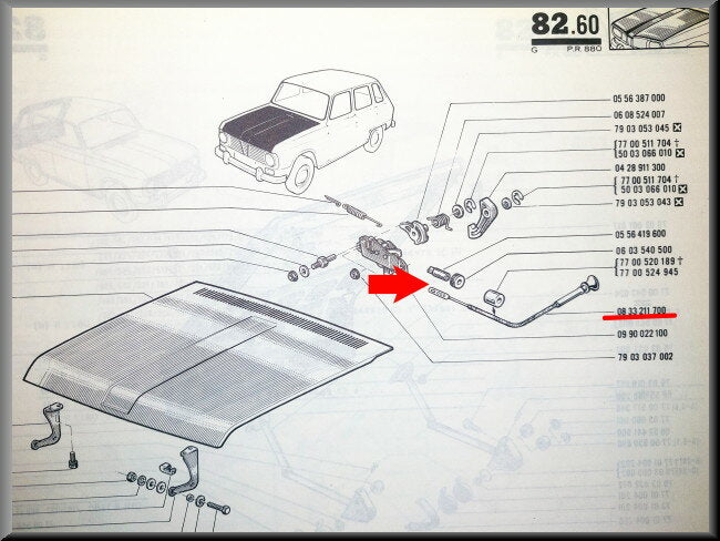 Motorkap kabel – Renault 6 – OEM 0833211700