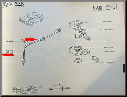 Câble de compteur de vitesse – Renault 20 - Renault 30 – OEM 7700572884 – NOS