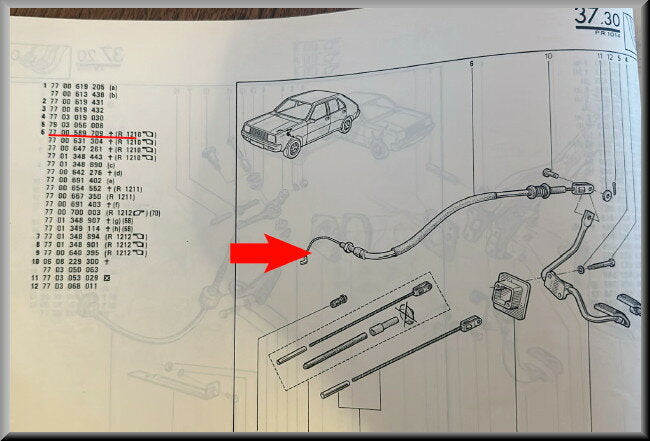 Gaskabel  – Renault 14 (1210) – OEM 7700589709 – NOS