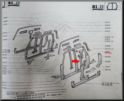 B Pillar left – Renault 8 - Renault 10 – OEM 0354271800 – NOS