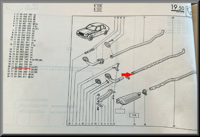 Uitlaatpijp  – Renault 14 – OEM 7700640745 – NOS