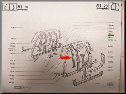 B Stijl binnenzijde links  – Renault 10 – OEM 0820461100 – NOS