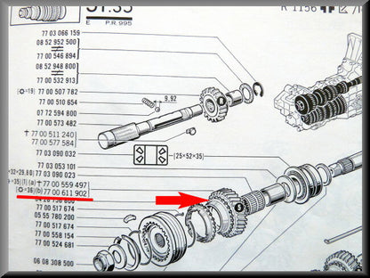 Tandwiel 5e versnelling (primaire as 35 tanden) – Renault 16 – OEM 7700559497