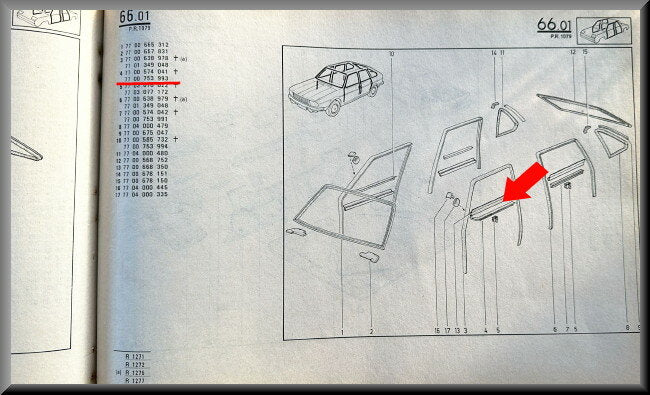 Ruitlikker voorzijde links  – Renault 20 - Renault 30 – OEM 7700753993 – NOS