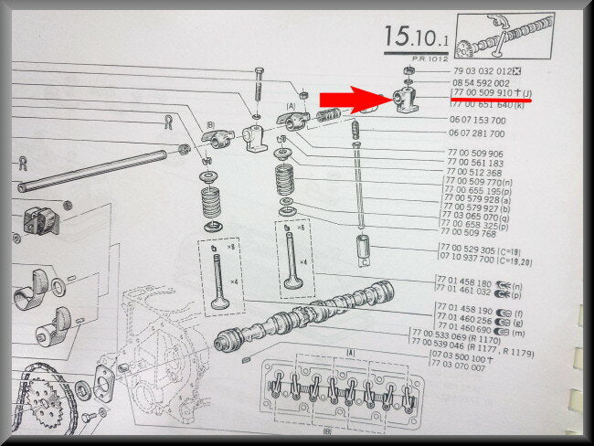 Support arbre à culbuteurs – Renault 12 – Tous moteurs 810 - OEM 7700509910