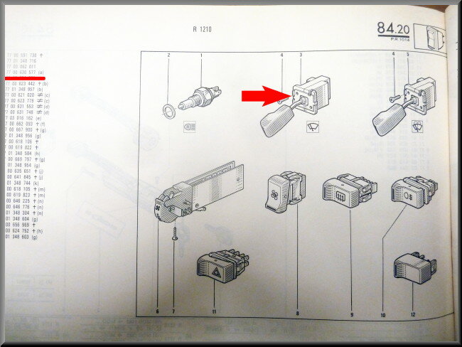R9 Expresse-Espace : Interrupteur d'essuie-glace (Neuf d'époque).