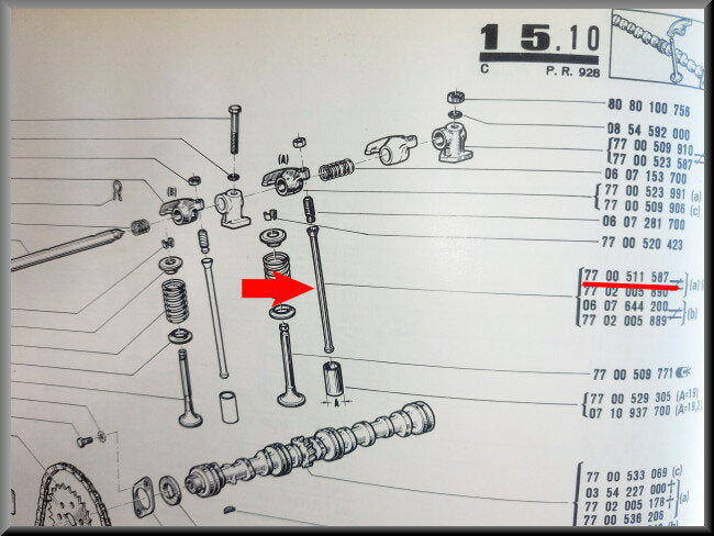 Valve pushrod – Renault 12 – OEM 7700511587