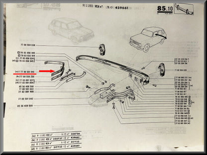 Support de pare-chocs arrière droit – Renault 6 – OEM 7700501045 – NOS