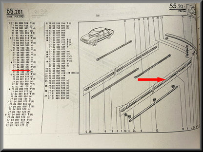 Sierlijst achterscherm links met chroomstrip  – Renault 9 – OEM 7704003521 – NOS