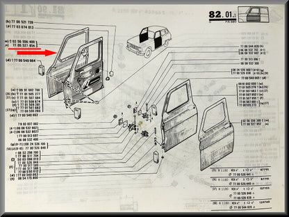 Tôle de porte avant droite – Renault 6 – OEM 7700527854 – NOS