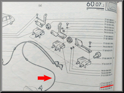 Câble de réglage de phare – Renault 16 – OEM 7701018106