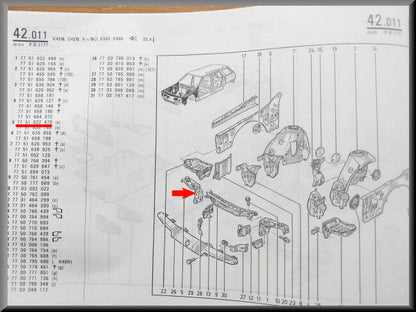 Panneau intérieur d'aile avant gauche – Renault 21 – OEM 7751622470 – NOS