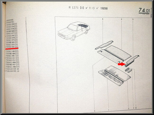 Trunk tray right – Renault 18 – OEM 7700624796 – NOS