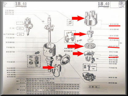 Tête de Delco Rotor Vis platinées Condensateur Cache-poussière Allumage Ducellier – Renault 12 – OEM 0854120600 / 0851874100 / 0854137800 / 0853712500 / 085436