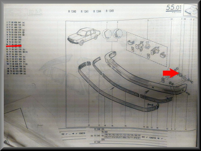 Bumpersteun knop  – Renault 18 – OEM 7700632630 – NOS