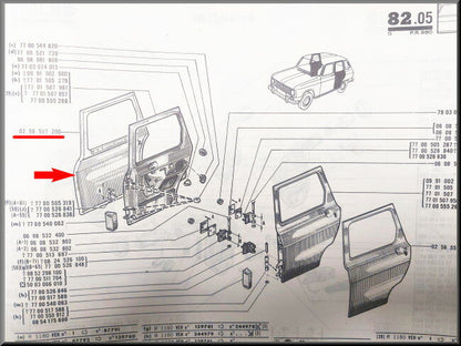 Deurplaat achterzijde rechts  – Renault 6 – OEM 0256557200 – NOS