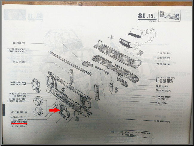 R6: Koplamp frame links (New Old Stock)