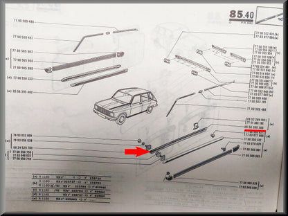 Bande chromée bas de caisse gauche – Renault 6 – OEM 0556395300 – NOS