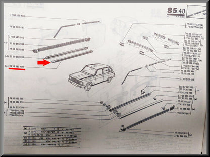 Bande chromée bas de caisse droit – Renault 6 – OEM 0556395400 – NOS