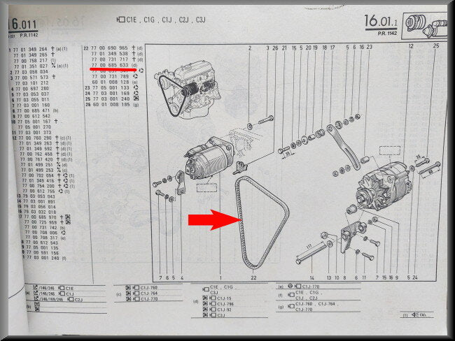 V snaar – Renault 5 - Renault 9 - Renault 11 - Renault Express – OEM 7700685633