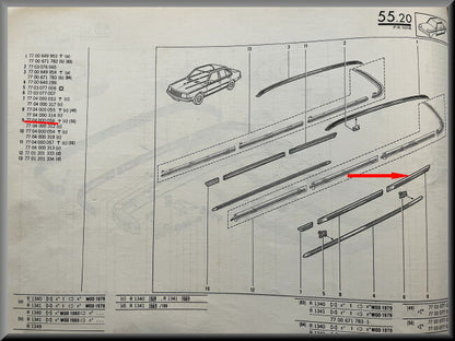 Baguette décorative porte arrière gauche – Renault 18 – OEM 7704000056 – NOS