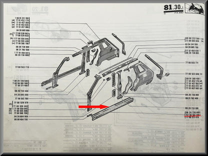 Kokerbalk links  – Renault 6 – OEM 0256561200 – NOS