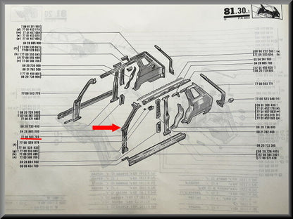 Deel A Stijl links  – Renault 6 – OEM 7700503769 – NOS