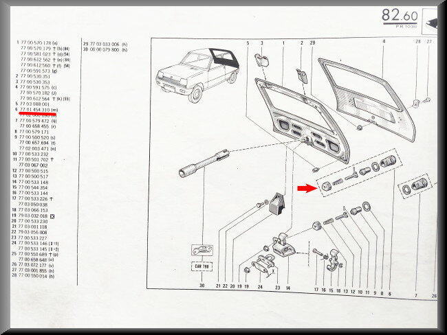 Kit de réparation couvercle de coffre – Renault – OEM 7701454310 – NOS