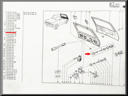 Kit de réparation couvercle de coffre – Renault – OEM 7701454310 – NOS