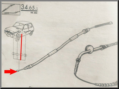 Handremkabel rechts  – Renault 4 - Renault 6 – OEM 7701348269 – NOS