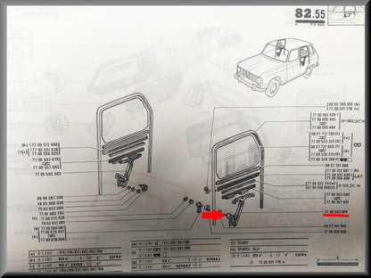 Mécanisme de vitre arrière gauche – Renault 6 – OEM 7700503004 – NOS