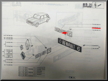 Emblème – Renault 6 – OEM 7700500092 – NOS