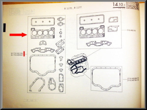 Motorpakkingset compleet 1289 cc  – Renault 12 - Renault 5 - Renault 10 - oude type – OEM 7701452153