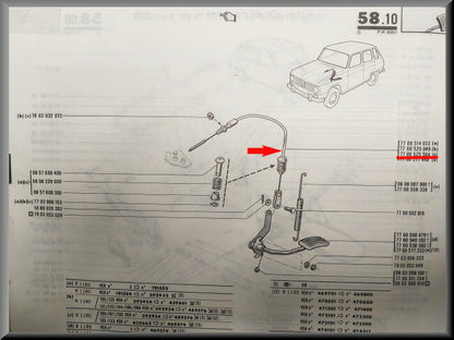 Câble d'accélérateur – Renault 6 – OEM 7700525564 – NOS