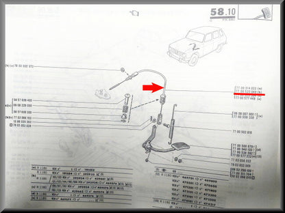 Throttle cable – Renault 6 – OEM 7700525049 – NOS