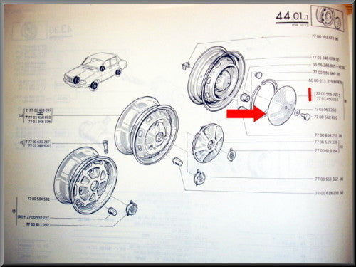 Enjoliveur chromé – Renault 12 – Renault 16 - Renault 5 - OEM 7701450014