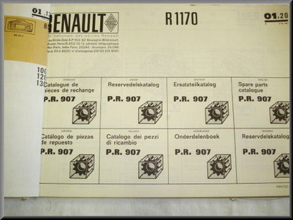 Onderdelenboek PR 907 uitgave 1 1969 R1170  – Renault 12 – Used