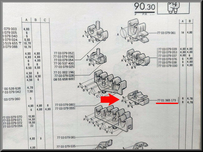 Agrafe de conduite de frein (3 tuyaux 5 mm) – Renault 16 – Renault 15 - Renault 17 - OEM 7701365173