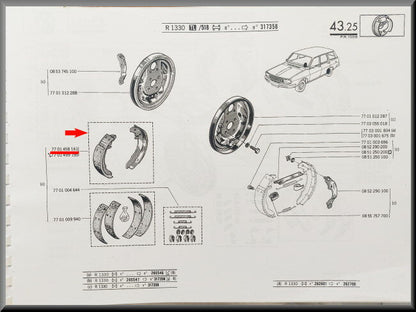 Remschoenen – Renault 12 Break – OEM 7701458161