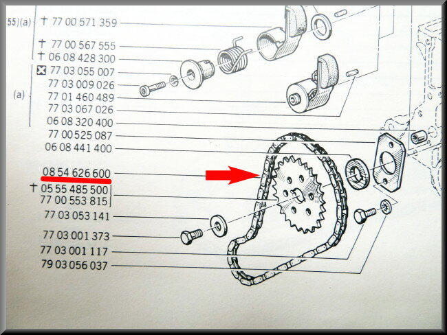 Timing chain with 2 sprockets – Renault 12 – OEM 0854626600