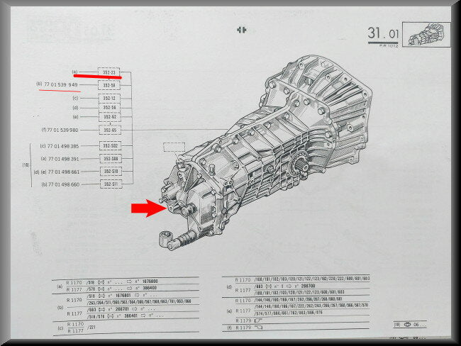 Boîte de vitesses 4 rapports (365-23) – Renault 12 – OEM 7701539949