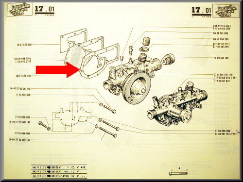 Waterpomp pakking – Renault 12 Gordini - Renault 16 - Renault 17 – OEM 7704000288 / 0857528300