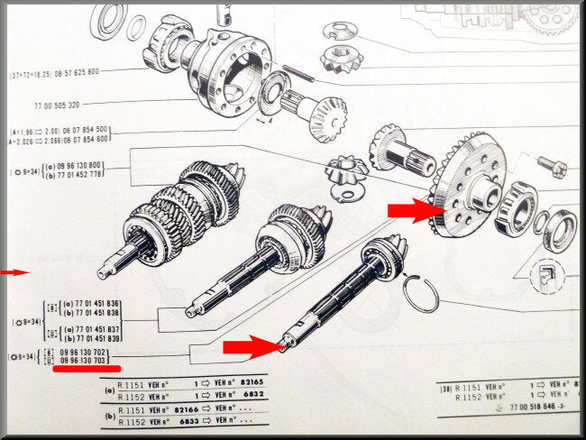 Crown wheel and pinion (9 and 34 teeth) – Renault 16 – OEM 0996130703A – New