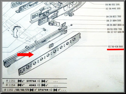 Demi-plaque intermédiaire longeron gauche – Renault 16 – OEM 0256438900